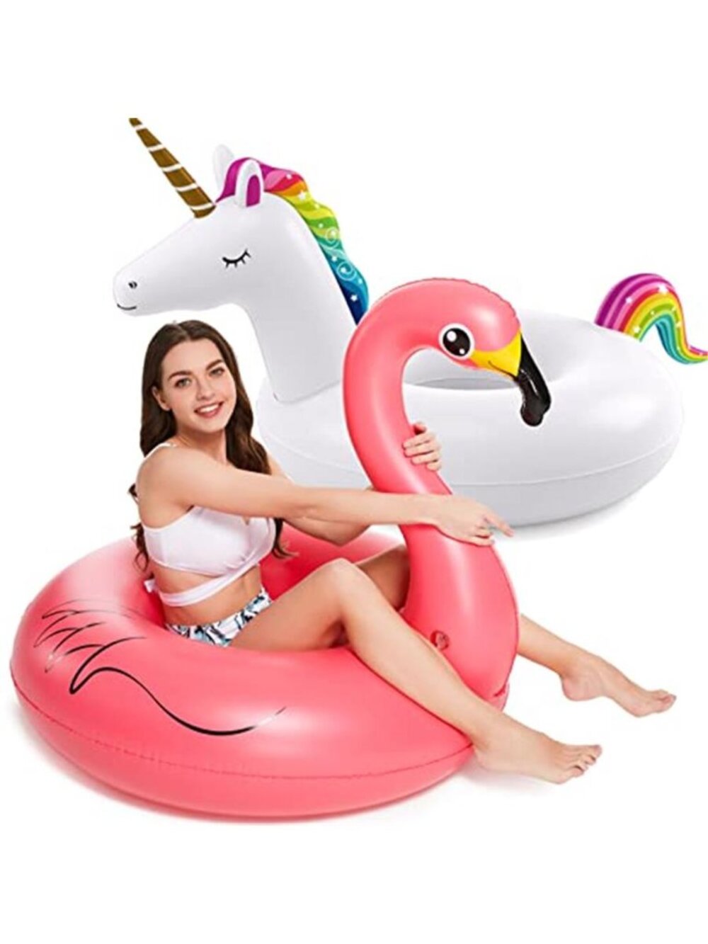 Unicorn Flamingo Pool Float Set Inflatable Summer Swim Tube Adult Kids